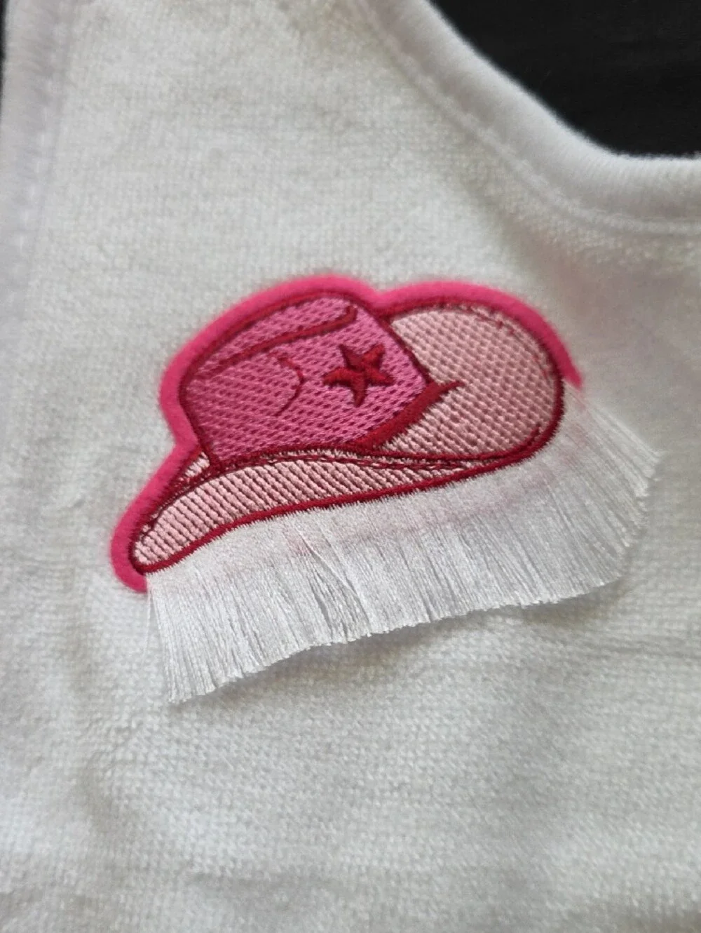 White Baby Bib with Pink & Yellow Mushroom Appliqué 2 Pack